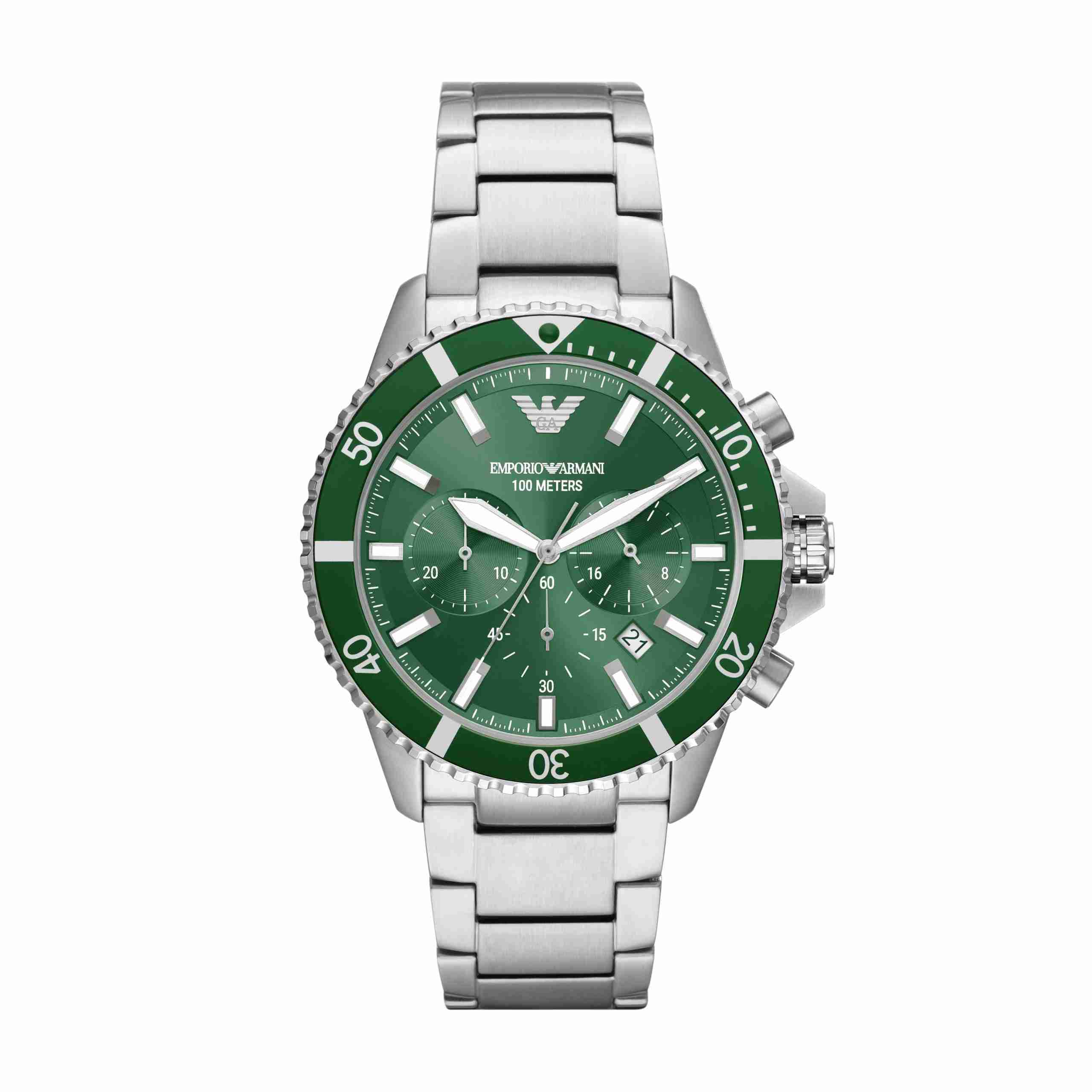 Emporio Armani Diver Chronograph Quartz Green Dial Men’s Watch AR11500