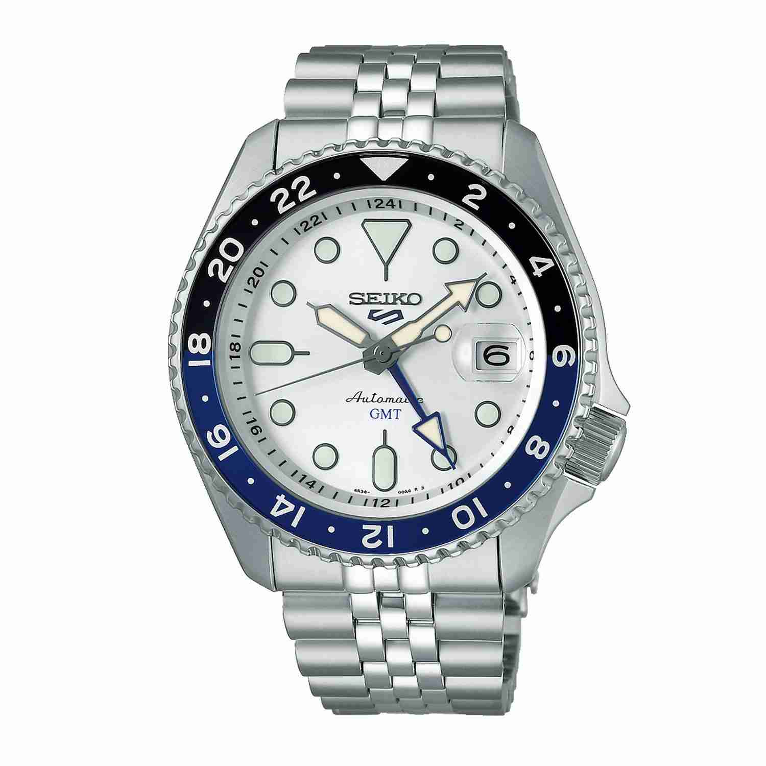 Seiko Men's SSK033K1 5 Sports White Dial Automatic GMT