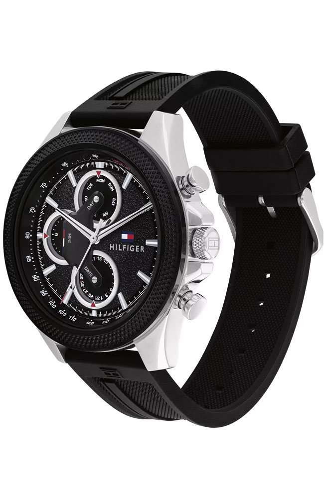 Tommy HILFIGER Clark Multifunction Black Rubber Strap 46mm 1792082 - Image 3