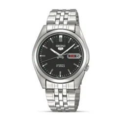 Seiko 5 Automatic Black Dial Silver Bezel Band SNK361K1 Men's Watch Case 37 mm
