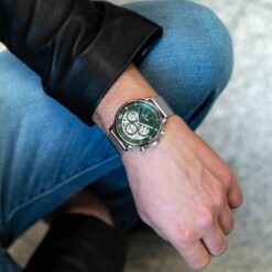 Alternative view of Tommy Hilfiger Legend Chronograph Green Dial Silver Mesh Bracelet Watch For Men - 1710567