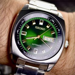 Alternative view of Seiko Recraft SNKM97 Automatic Green Dial Gold Tone Men's Watch Day-Date 43mm