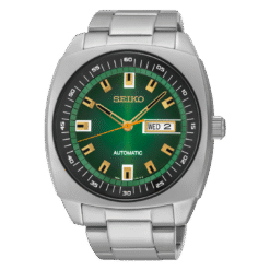 Seiko Recraft SNKM97 Automatic Green Dial Gold Tone Men's Watch Day-Date 43mm