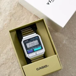 Alternative view of Casio Vintage Digital Stainless Steel Bracelet Quartz A120WE-1A Unisex Watch