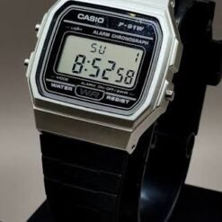 Alternative view of Casio F91WM-7A, Digital Chronograph Watch, Black Resin Band, Alarm, Date